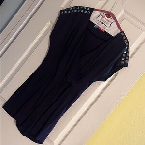 Dark purple romper with Silver Accents & pockets